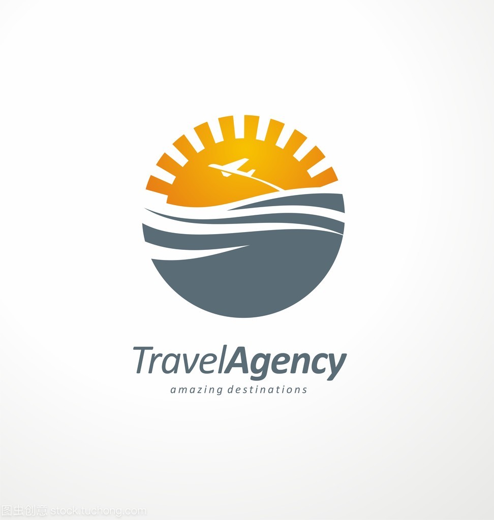 創(chuàng)意 logo 設(shè)計概念與太陽和海洋